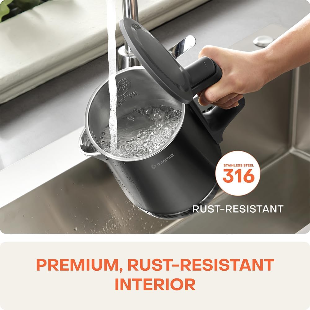 Nutricook Stainless Steel Electric kettle 1.7L, 1800W, Patented U - shaped rust resistant interior with 3 - dimensional fast heating technology, surgical grade steel, NC - USK501 - Al Kabayel Discount CentreNutricook Stainless Steel Electric kettle 1.7L, 1800W, Patented U - shaped rust resistant interior with 3 - dimensional fast heating technology, surgical grade steel, NC - USK501Electric KettlesNUTRICOOKAl Kabayel Discount Centre