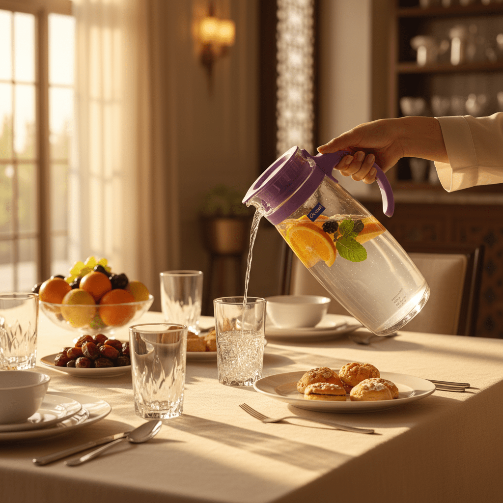 Ocean glass pitcher jug with purple plastic lid & handle 1660ml - Al Kabayel Discount CentreOcean glass pitcher jug with purple plastic lid & handle 1660mlJugsOCEANAl Kabayel Discount Centre