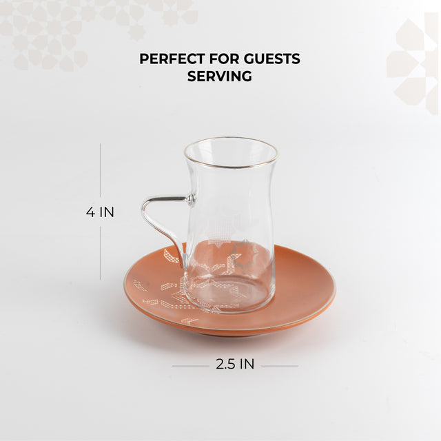 Otantik Octara - Tea Set (19-Pc) - Orange & Silver