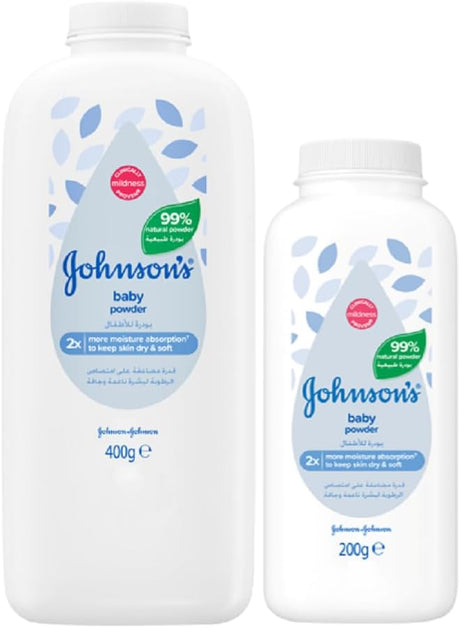 ohnson's Baby Powder – 99% Plant - Based Cornstarch, Talc - Free, Moisture - Absorbing & Skin - Protecting | Classic Baby Fragrance | 400g + 200g - Al Kabayel Discount Centreohnson's Baby Powder – 99% Plant - Based Cornstarch, Talc - Free, Moisture - Absorbing & Skin - Protecting | Classic Baby Fragrance | 400g + 200gBaby ProductsJOHNSON'SAl Kabayel Discount Centre