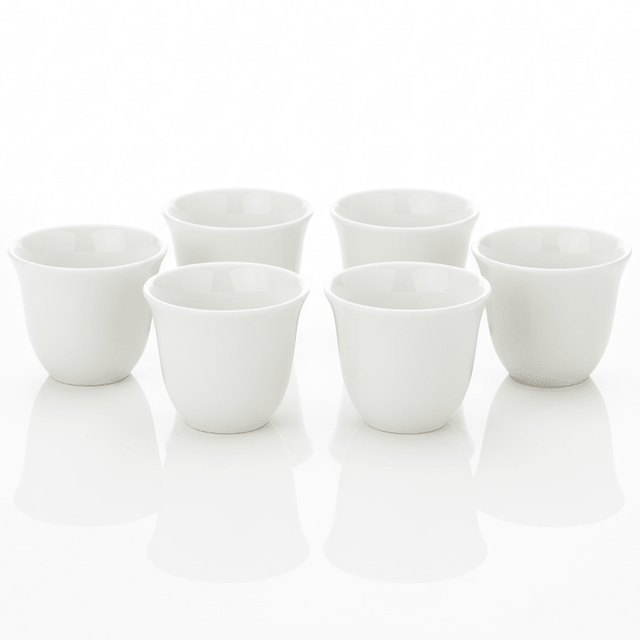 Olive 6pcs White Plain Ceramic Cawa Cup Set 80ml Minimalist Classic Small Cups for Coffee Espresso and Tea Serving - Al Kabayel Discount CentreOlive 6pcs White Plain Ceramic Cawa Cup Set 80ml Minimalist Classic Small Cups for Coffee Espresso and Tea ServingTea SetsOLIVEAl Kabayel Discount Centre
