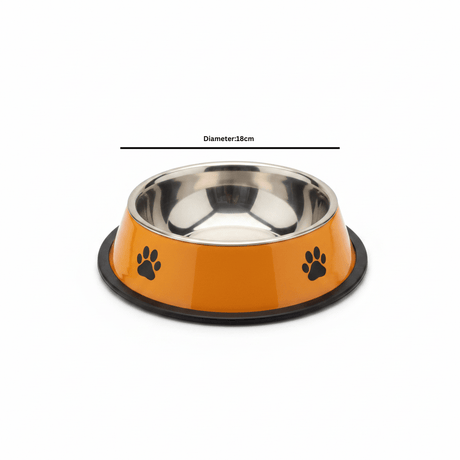 Orange & Silver Stainless Steel Pet Feeding Bowl - 18cm - Al Kabayel Discount CentreOrange & Silver Stainless Steel Pet Feeding Bowl - 18cmPet SuppliesAKDCAl Kabayel Discount Centre