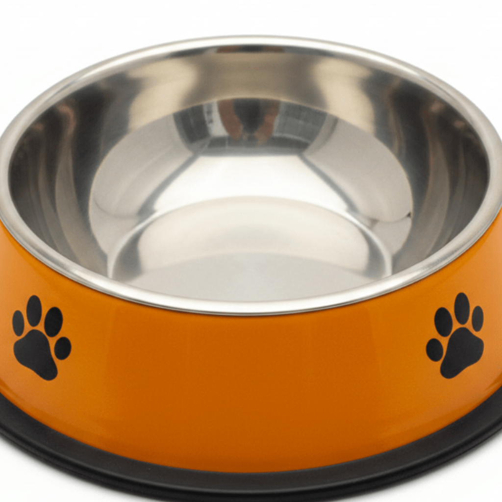 Orange & Silver Stainless Steel Pet Feeding Bowl - 18cm - Al Kabayel Discount CentreOrange & Silver Stainless Steel Pet Feeding Bowl - 18cmPet SuppliesAKDCAl Kabayel Discount Centre
