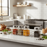 Orchid 4-Piece Glass Spice Jar Set with Chrome Metal Rack - 300ml - Clear Seasoning Containers - Al Kabayel Discount CentreOrchid 4-Piece Glass Spice Jar Set with Chrome Metal Rack - 300ml - Clear Seasoning ContainersKitchen Utensils & GadgetsORCHIDAl Kabayel Discount Centre