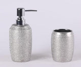 ORCHID 4pcs Ceramic Bathroom Set Shimmer(Soap Dispenser 300ml, Toothbrush Cup, Toothbrush Holder, Soap Dish), Silver - Al Kabayel Discount CentreORCHID 4pcs Ceramic Bathroom Set Shimmer(Soap Dispenser 300ml, Toothbrush Cup, Toothbrush Holder, Soap Dish), SilverHome DÃ©cor AccentsORCHIDAl Kabayel Discount Centre