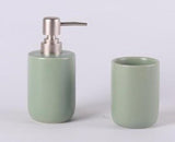 ORCHID 4pcs Ceramic Bathroom Set Soft Touch(Soap Dispenser 300ml, Toothbrush Cup, Toothbrush Holder, Soap Dish), Green - Al Kabayel Discount CentreORCHID 4pcs Ceramic Bathroom Set Soft Touch(Soap Dispenser 300ml, Toothbrush Cup, Toothbrush Holder, Soap Dish), GreenHome DÃ©cor AccentsORCHIDAl Kabayel Discount Centre