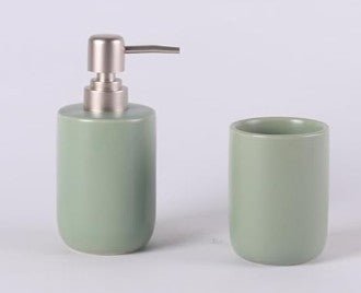 ORCHID 4pcs Ceramic Bathroom Set Soft Touch(Soap Dispenser 300ml, Toothbrush Cup, Toothbrush Holder, Soap Dish), Green - Al Kabayel Discount CentreORCHID 4pcs Ceramic Bathroom Set Soft Touch(Soap Dispenser 300ml, Toothbrush Cup, Toothbrush Holder, Soap Dish), GreenHome DÃ©cor AccentsORCHIDAl Kabayel Discount Centre