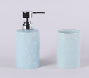 ORCHID 4pcs Ceramic Bathroom Set(Soap Dispenser 300ml, Toothbrush Cup, Toothbrush Holder, Soap Dish), Blue - Al Kabayel Discount CentreORCHID 4pcs Ceramic Bathroom Set(Soap Dispenser 300ml, Toothbrush Cup, Toothbrush Holder, Soap Dish), BlueHome DÃ©cor AccentsORCHIDAl Kabayel Discount Centre