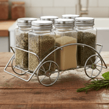 Orchid 6-Piece Glass Spice Jar Set with Chrome Cart Stand - Al Kabayel Discount CentreOrchid 6-Piece Glass Spice Jar Set with Chrome Cart StandKitchen Utensils & GadgetsORCHIDAl Kabayel Discount Centre