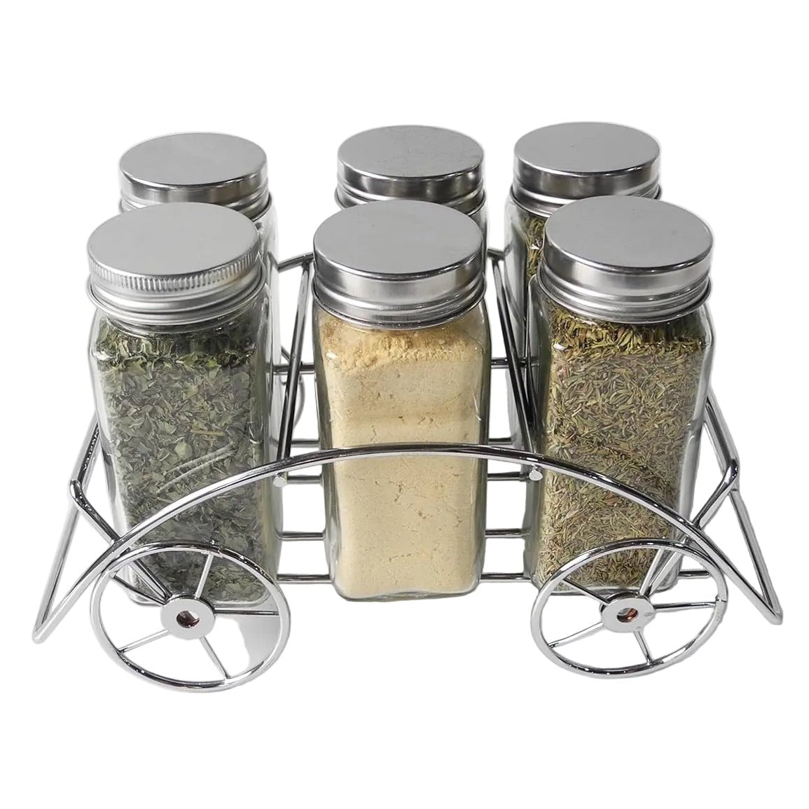 Orchid 6-Piece Glass Spice Jar Set with Chrome Cart Stand - Al Kabayel Discount CentreOrchid 6-Piece Glass Spice Jar Set with Chrome Cart StandKitchen Utensils & GadgetsORCHIDAl Kabayel Discount Centre