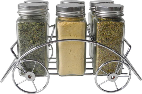 Orchid 6-Piece Glass Spice Jar Set with Chrome Cart Stand - Al Kabayel Discount CentreOrchid 6-Piece Glass Spice Jar Set with Chrome Cart StandKitchen Utensils & GadgetsORCHIDAl Kabayel Discount Centre