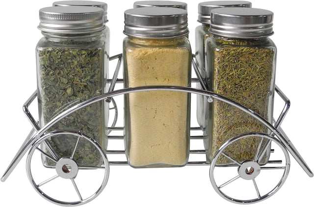Orchid 6-Piece Glass Spice Jar Set with Chrome Cart Stand - Al Kabayel Discount CentreOrchid 6-Piece Glass Spice Jar Set with Chrome Cart StandKitchen Utensils & GadgetsORCHIDAl Kabayel Discount Centre