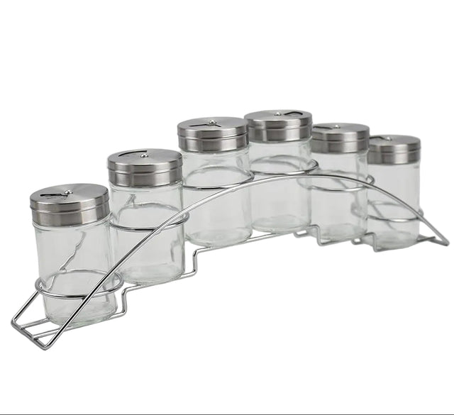 Orchid 6-Piece Glass Spice Jar Set with Metal Rack - 85ml Seasoning Organizer - Al Kabayel Discount CentreOrchid 6-Piece Glass Spice Jar Set with Metal Rack - 85ml Seasoning OrganizerKitchen Utensils & GadgetsORCHIDAl Kabayel Discount Centre