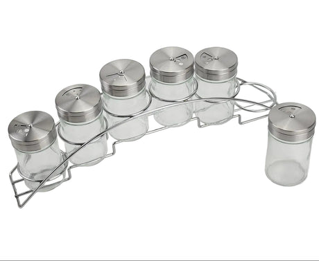 Orchid 6-Piece Glass Spice Jar Set with Metal Rack - 85ml Seasoning Organizer - Al Kabayel Discount CentreOrchid 6-Piece Glass Spice Jar Set with Metal Rack - 85ml Seasoning OrganizerKitchen Utensils & GadgetsORCHIDAl Kabayel Discount Centre