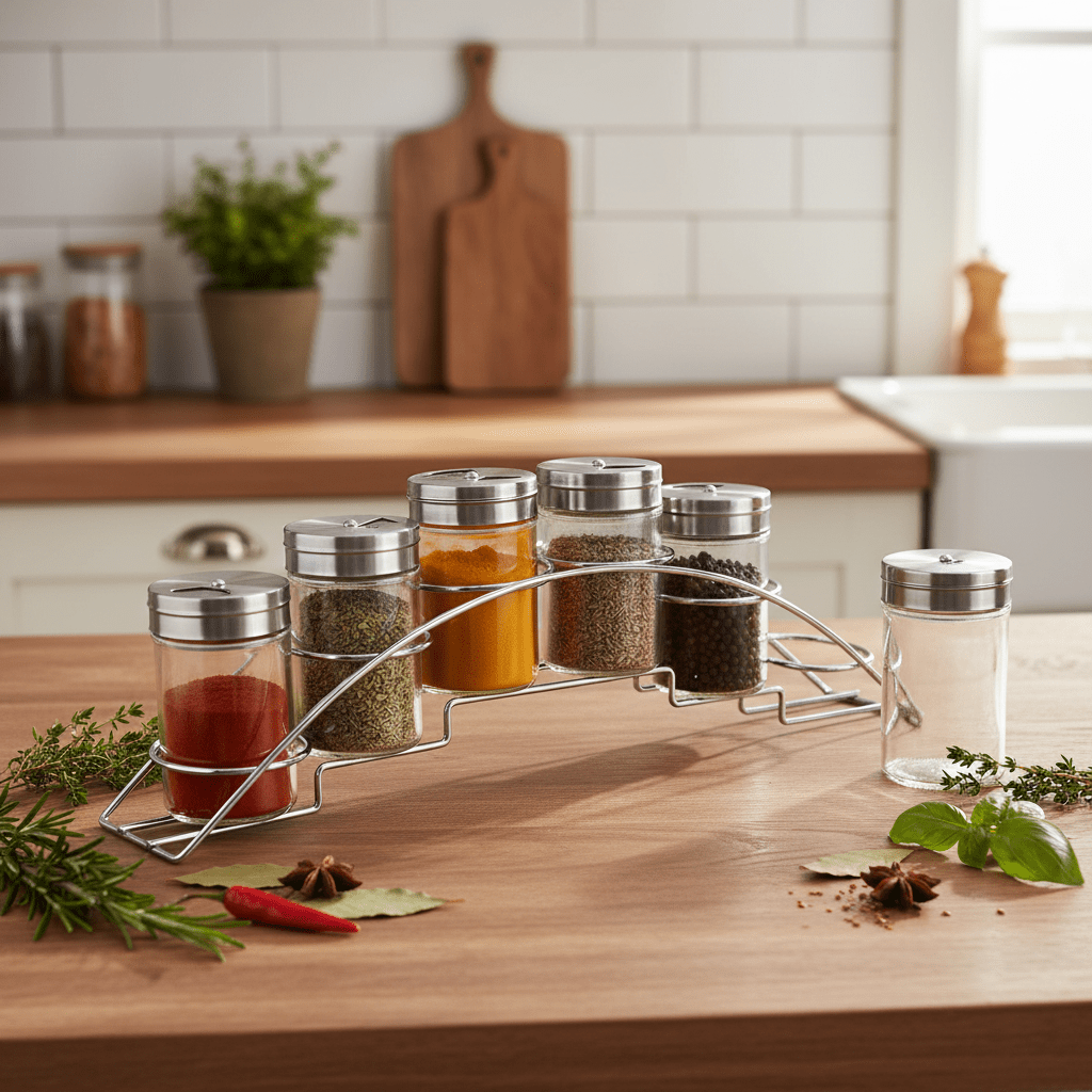 Orchid 6-Piece Glass Spice Jar Set with Metal Rack - 85ml Seasoning Organizer - Al Kabayel Discount CentreOrchid 6-Piece Glass Spice Jar Set with Metal Rack - 85ml Seasoning OrganizerKitchen Utensils & GadgetsORCHIDAl Kabayel Discount Centre