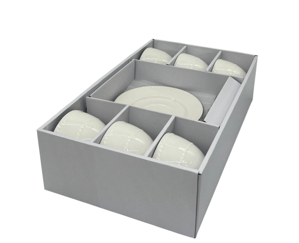 ORCHID 6pcs Cup and Saucer Set 230ml, White - Al Kabayel Discount CentreORCHID 6pcs Cup and Saucer Set 230ml, WhiteTea SetsORCHIDAl Kabayel Discount Centre