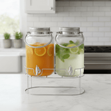 Orchid Glass Beverage Dispenser Set with Metal Stand & Handle — 4L × 2 (8L Total) - Al Kabayel Discount CentreOrchid Glass Beverage Dispenser Set with Metal Stand & Handle — 4L × 2 (8L Total)JugsORCHIDAl Kabayel Discount Centre