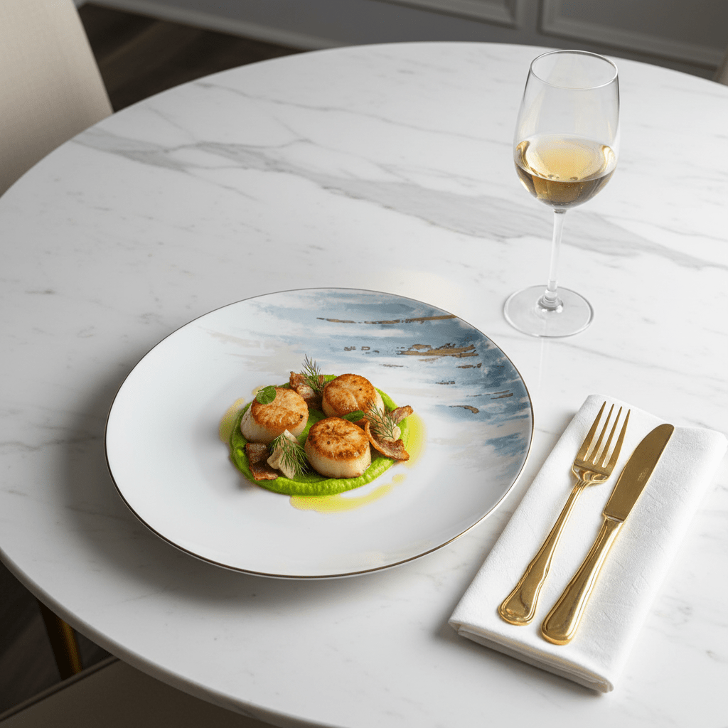 Orchid White Ceramic Round Dinner Plate with Blue & Gold Floral Rim - 10.5 Inch - Al Kabayel Discount CentreOrchid White Ceramic Round Dinner Plate with Blue & Gold Floral Rim - 10.5 InchPlatesORCHIDAl Kabayel Discount Centre