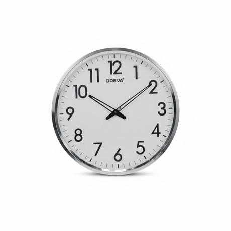 Oreva Analog Wall Clock 53cm | AQ5867SS | Large Black/White Dial & Polished Silver Bezel - Al Kabayel Discount CentreOreva Analog Wall Clock 53cm | AQ5867SS | Large Black/White Dial & Polished Silver BezelWall ClocksOREVAAl Kabayel Discount Centre