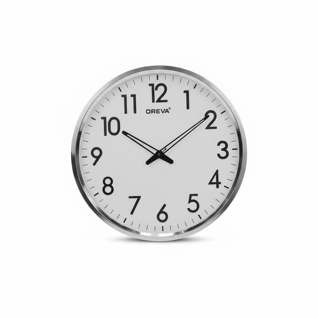 Oreva Analog Wall Clock 53cm | AQ5867SS | Large Black/White Dial & Polished Silver Bezel - Al Kabayel Discount CentreOreva Analog Wall Clock 53cm | AQ5867SS | Large Black/White Dial & Polished Silver BezelWall ClocksOREVAAl Kabayel Discount Centre