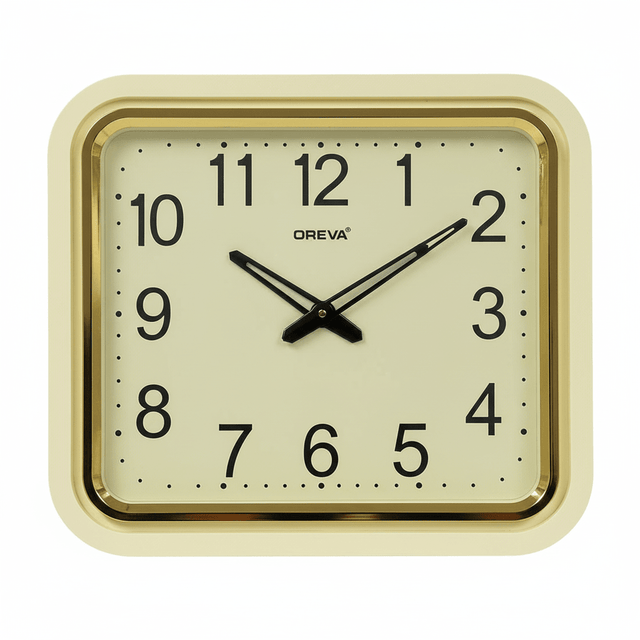 Oreva Classic Square Wall Clock – 40×44cm | Cream & Gold | Silent Quartz - Al Kabayel Discount CentreOreva Classic Square Wall Clock – 40×44cm | Cream & Gold | Silent QuartzWall ClocksOREVAAl Kabayel Discount Centre