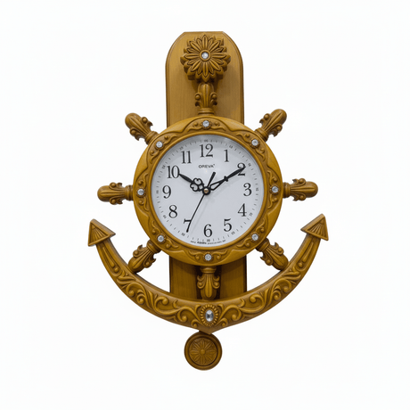Oreva Decorative Nautical Wall Clock 40×28cm | AQ2327 | Anchor & Ship Wheel Design | Yellow Wood Finish - Al Kabayel Discount CentreOreva Decorative Nautical Wall Clock 40×28cm | AQ2327 | Anchor & Ship Wheel Design | Yellow Wood FinishWall ClocksOREVAAl Kabayel Discount Centre