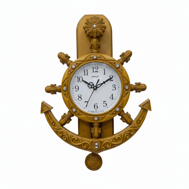 Oreva Decorative Nautical Wall Clock 40×28cm | AQ2327 | Anchor & Ship Wheel Design | Yellow Wood Finish - Al Kabayel Discount CentreOreva Decorative Nautical Wall Clock 40×28cm | AQ2327 | Anchor & Ship Wheel Design | Yellow Wood FinishWall ClocksOREVAAl Kabayel Discount Centre