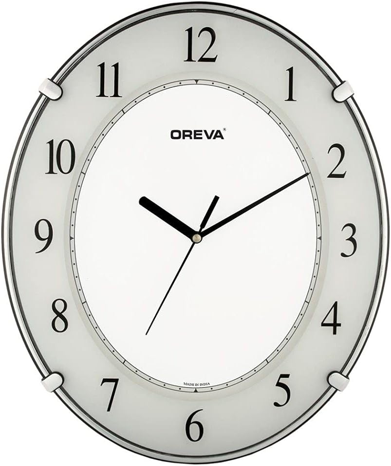 OREVA Oval Shape Analog Wall Clock 34cm*28cm, White, AQ - 1187 - Al Kabayel Discount CentreOREVA Oval Shape Analog Wall Clock 34cm*28cm, White, AQ - 1187Wall ClocksOREVAAl Kabayel Discount Centre