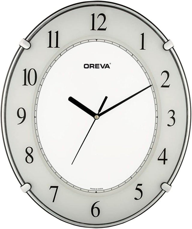 OREVA Oval Shape Analog Wall Clock 34cm*28cm, White, AQ - 1187 - Al Kabayel Discount CentreOREVA Oval Shape Analog Wall Clock 34cm*28cm, White, AQ - 1187Wall ClocksOREVAAl Kabayel Discount Centre