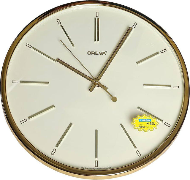OREVA Round Analog Wall Clock 30cm, Golden/Ivory, AQ - 1497SS - Al Kabayel Discount CentreOREVA Round Analog Wall Clock 30cm, Golden/Ivory, AQ - 1497SSWall ClocksOREVAAl Kabayel Discount Centre