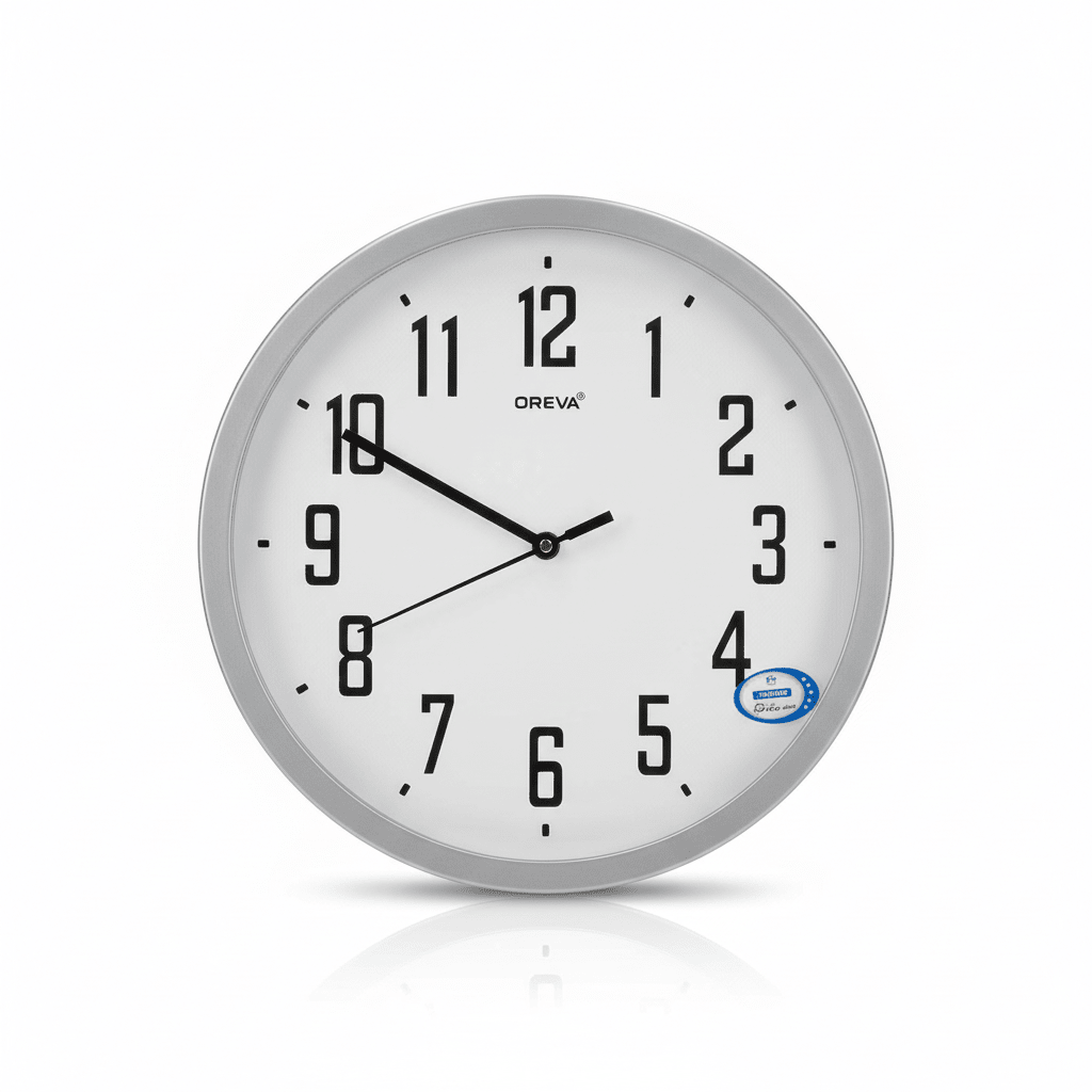 OREVA Silent Quartz Wall Clock 30cm | AQ1457 | Silver Frame | Modern Home Décor - Al Kabayel Discount CentreOREVA Silent Quartz Wall Clock 30cm | AQ1457 | Silver Frame | Modern Home DécorWall ClocksOREVAAl Kabayel Discount Centre