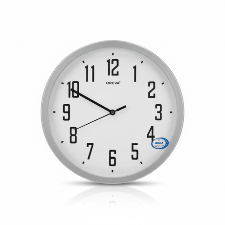 OREVA Silent Quartz Wall Clock 30cm | AQ1457 | Silver Frame | Modern Home Décor - Al Kabayel Discount CentreOREVA Silent Quartz Wall Clock 30cm | AQ1457 | Silver Frame | Modern Home DécorWall ClocksOREVAAl Kabayel Discount Centre