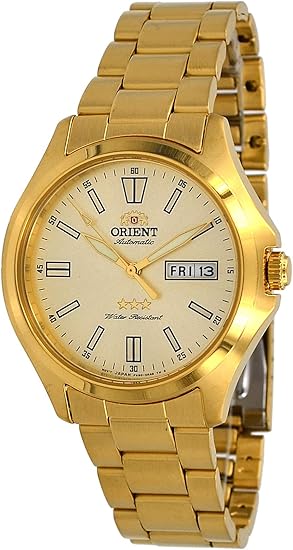 Orient RA - AB0F05G Men's Gold Stainless Steel Gold Dial Date Automatic Date Watch, gold, Bracelet - Al Kabayel Discount CentreOrient RA - AB0F05G Men's Gold Stainless Steel Gold Dial Date Automatic Date Watch, gold, BraceletWatchesORIENTAl Kabayel Discount Centre