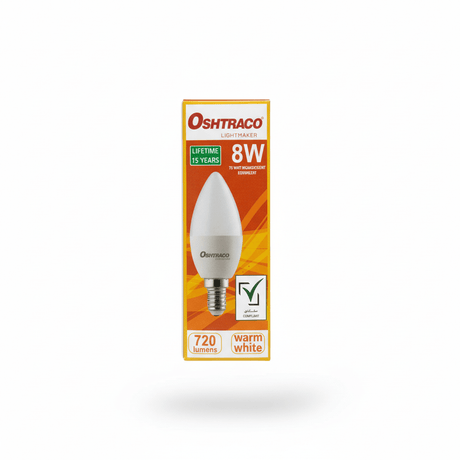 Oshtraco E14 LED Candle Bulb 8W, Warm White - Al Kabayel Discount CentreOshtraco E14 LED Candle Bulb 8W, Warm WhiteLight BulbsOSHTRACOAl Kabayel Discount Centre
