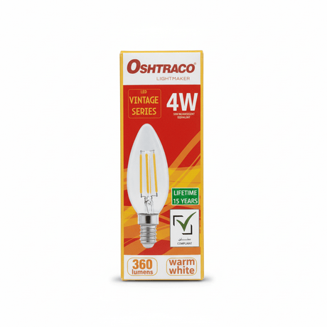 Oshtraco E14 LED Lamp 4W, Warm White, LED Vintage Series - Al Kabayel Discount CentreOshtraco E14 LED Lamp 4W, Warm White, LED Vintage SeriesLight BulbsOSHTRACOAl Kabayel Discount Centre