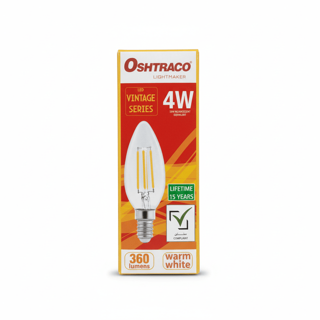 Oshtraco E14 LED Lamp 4W, Warm White, LED Vintage Series - Al Kabayel Discount CentreOshtraco E14 LED Lamp 4W, Warm White, LED Vintage SeriesLight BulbsOSHTRACOAl Kabayel Discount Centre