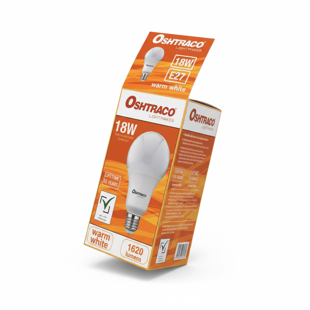 Oshtraco E27 LED Bulb 18W, Warm White - Al Kabayel Discount CentreOshtraco E27 LED Bulb 18W, Warm WhiteLight BulbsOSHTRACOAl Kabayel Discount Centre
