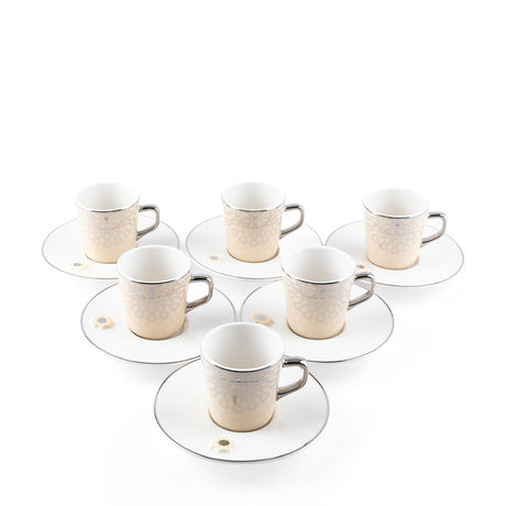 OTANTIC Asala 12pcs Coffee Set(6pcs Cup 100ml, 6pcs Saucer), Creamy+Silver - Al Kabayel Discount CentreOTANTIC Asala 12pcs Coffee Set(6pcs Cup 100ml, 6pcs Saucer), Creamy+SilverTea SetsOTANTICAl Kabayel Discount Centre