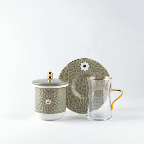 OTANTIC Asala 13pcs Coffee Set(6pcs Cup 150ml,1pc Sugar Pot and Lid, 6pcs Saucer), Olive+Gold - Al Kabayel Discount CentreOTANTIC Asala 13pcs Coffee Set(6pcs Cup 150ml,1pc Sugar Pot and Lid, 6pcs Saucer), Olive+GoldTea SetsOTANTICAl Kabayel Discount Centre