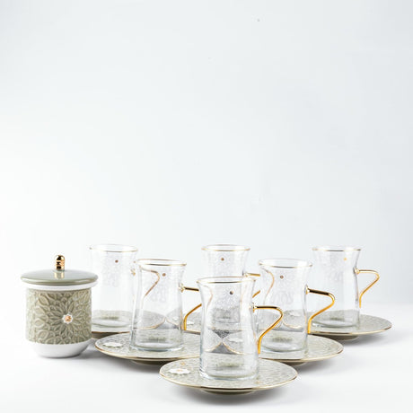OTANTIC Asala 13pcs Coffee Set(6pcs Cup 150ml,1pc Sugar Pot and Lid, 6pcs Saucer), Olive+Gold - Al Kabayel Discount CentreOTANTIC Asala 13pcs Coffee Set(6pcs Cup 150ml,1pc Sugar Pot and Lid, 6pcs Saucer), Olive+GoldTea SetsOTANTICAl Kabayel Discount Centre