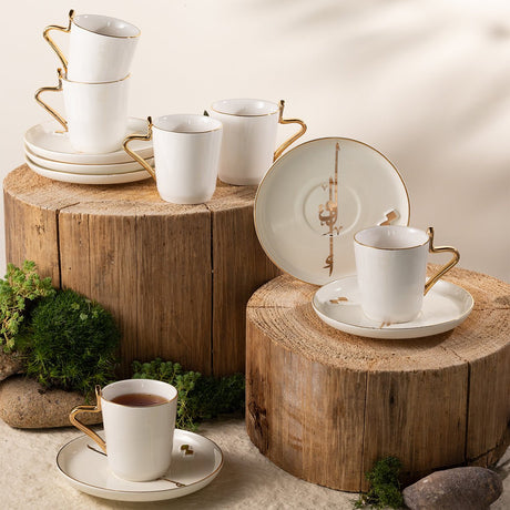 OTANTIC Liqaa 6pcs Tea Cup & Saucer Set 200ml, White+Gold - Al Kabayel Discount CentreOTANTIC Liqaa 6pcs Tea Cup & Saucer Set 200ml, White+GoldTea SetsOTANTICAl Kabayel Discount Centre