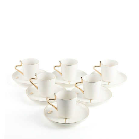 OTANTIC Liqaa 6pcs Tea Cup & Saucer Set 200ml, White+Gold - Al Kabayel Discount CentreOTANTIC Liqaa 6pcs Tea Cup & Saucer Set 200ml, White+GoldTea SetsOTANTICAl Kabayel Discount Centre