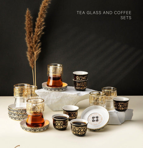 OTANTIC Misk 18pcs Tea & Coffee Set(6pcs Cawa Cup 90ml, 6pc Glass Cup 130ml, 6pcs Porcelain Saucer) - Al Kabayel Discount CentreOTANTIC Misk 18pcs Tea & Coffee Set(6pcs Cawa Cup 90ml, 6pc Glass Cup 130ml, 6pcs Porcelain Saucer)Tea SetsOTANTICAl Kabayel Discount Centre