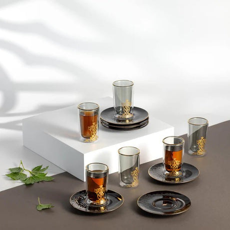 Otantic Naqsh 12pcs Glass Cup and Saucer Set - Black&Gold, ET2939 - Al Kabayel Discount CentreOtantic Naqsh 12pcs Glass Cup and Saucer Set - Black&Gold, ET2939Tea SetsOTANTIKAl Kabayel Discount Centre