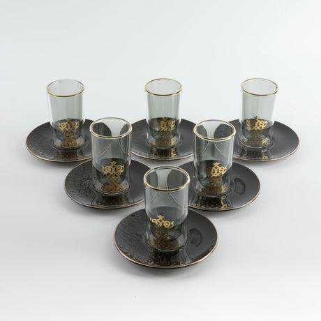 Otantic Naqsh 12pcs Glass Cup and Saucer Set - Black&Gold, ET2939 - Al Kabayel Discount CentreOtantic Naqsh 12pcs Glass Cup and Saucer Set - Black&Gold, ET2939Tea SetsOTANTIKAl Kabayel Discount Centre