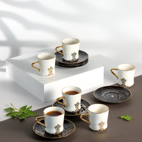 Otantic Naqsh 12pcs Porcelain Tea Set, 6pcs Cups 200ml + 6pcs Saucer, Black/White/Gold, ET2954 - Al Kabayel Discount CentreOtantic Naqsh 12pcs Porcelain Tea Set, 6pcs Cups 200ml + 6pcs Saucer, Black/White/Gold, ET2954Tea SetsOTANTIKAl Kabayel Discount Centre