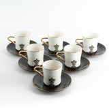 Otantic Naqsh 12pcs Porcelain Tea Set, 6pcs Cups 200ml + 6pcs Saucer, Black/White/Gold, ET2954 - Al Kabayel Discount CentreOtantic Naqsh 12pcs Porcelain Tea Set, 6pcs Cups 200ml + 6pcs Saucer, Black/White/Gold, ET2954Tea SetsOTANTIKAl Kabayel Discount Centre