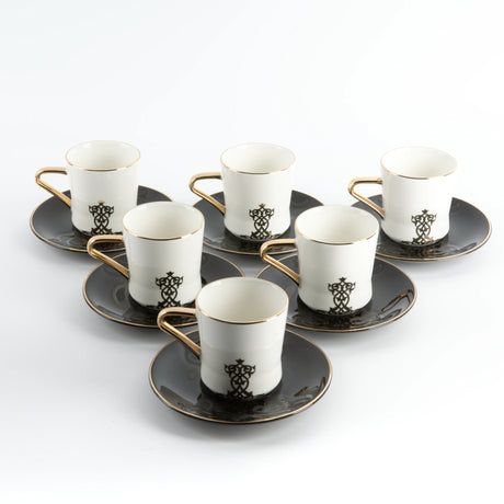 Otantic Naqsh 12pcs Porcelain Tea Set, 6pcs Cups 200ml + 6pcs Saucer, Black/White/Gold, ET2954 - Al Kabayel Discount CentreOtantic Naqsh 12pcs Porcelain Tea Set, 6pcs Cups 200ml + 6pcs Saucer, Black/White/Gold, ET2954Tea SetsOTANTIKAl Kabayel Discount Centre