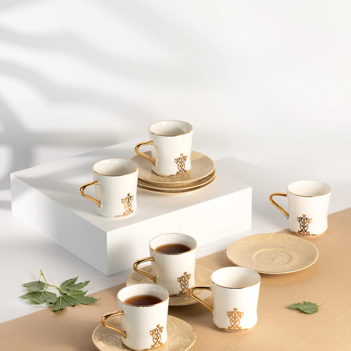 Otantic Naqsh 12pcs Porcelain Tea Set, 6pcs Cups 200ml + 6pcs Saucer, Ivory/White/Gold, ET2952 - Al Kabayel Discount CentreOtantic Naqsh 12pcs Porcelain Tea Set, 6pcs Cups 200ml + 6pcs Saucer, Ivory/White/Gold, ET2952Tea SetsOTANTIKAl Kabayel Discount Centre