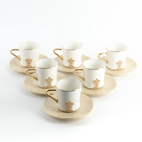 Otantic Naqsh 12pcs Porcelain Tea Set, 6pcs Cups 200ml + 6pcs Saucer, Ivory/White/Gold, ET2952 - Al Kabayel Discount CentreOtantic Naqsh 12pcs Porcelain Tea Set, 6pcs Cups 200ml + 6pcs Saucer, Ivory/White/Gold, ET2952Tea SetsOTANTIKAl Kabayel Discount Centre